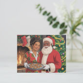 Zwarte Kerstman & Mevrouw Claus Kerstkaart (Staand voorkant)