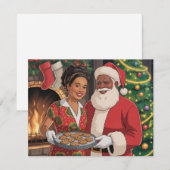 Zwarte Kerstman & Mevrouw Claus Kerstkaart (Voorkant / Achterkant)
