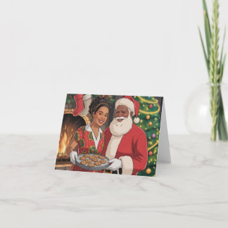 Zwarte Kerstman & Mevrouw Claus Kerstkaart Feestdagen Kaart