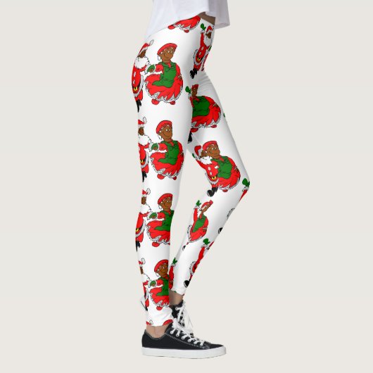 zwarte kerstman mevrouw claus leggings (Rechts)
