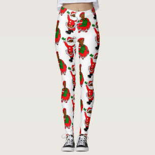 zwarte kerstman mevrouw claus leggings
