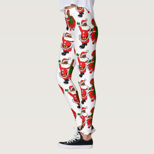 zwarte kerstman mevrouw claus leggings (Links)