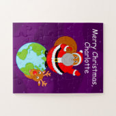 Zwarte kerstman op aarde, legpuzzel (Horizontaal)