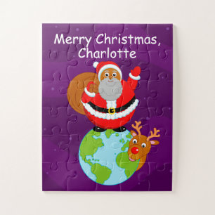 Zwarte kerstman op aarde, legpuzzel