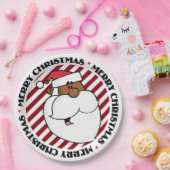 Zwarte kerstman papieren bordje (Feest)