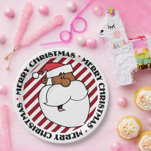 Zwarte kerstman papieren bordje (Feest)