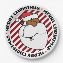 Zwarte kerstman papieren bordje