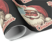 Zwarte Kerstman Retro Kerstmis Vintage Vakantie  Cadeaupapier (Rol Hoek)