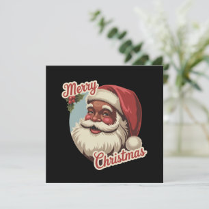 Zwarte Kerstman Retro Kerstmis Vintage Vakantie  Feestdagenkaart
