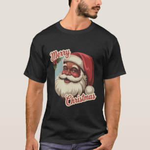 Zwarte Kerstman Retro Kerstmis Vintage Vakantie  T-shirt