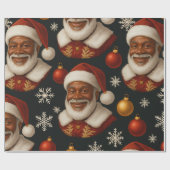 Zwarte Kerstman Rol Cadeaupapier (Vlak)