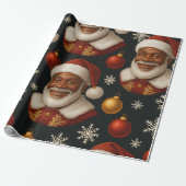 Zwarte Kerstman Rol Cadeaupapier (Uitgerold)
