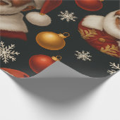 Zwarte Kerstman Rol Cadeaupapier (Hoek)