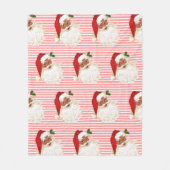 Zwarte Kerstman Rood Wit Streep Fleece Deken (Voorkant)