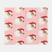 Zwarte Kerstman Rood Wit Streep Fleece Deken (Voorkant (Horizontaal))