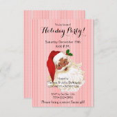 Zwarte Kerstman Rood Wit Streep Uitnodiging (Voorkant / Achterkant)