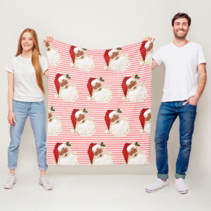 Zwarte kerstman Rood witte streep Vleekbank Fleece Deken