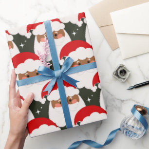 Zwarte kerstman Sparkle Aesthetic Xmas Green Cadeaupapier