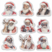 Zwarte kerstman sticker (Voorkant)