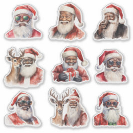 Zwarte kerstman sticker