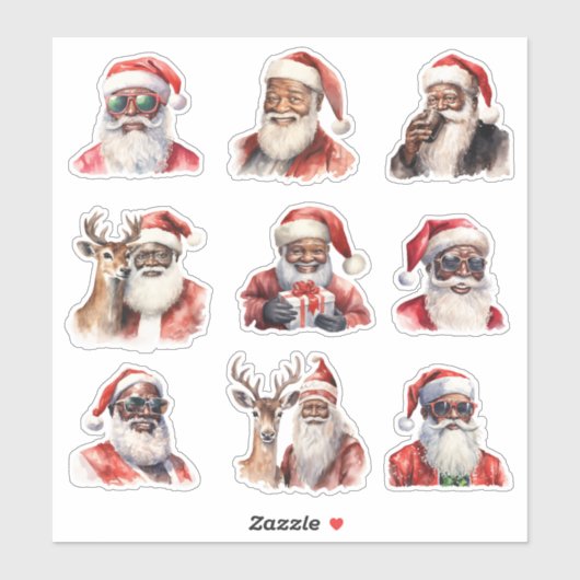 Zwarte kerstman sticker (Vel)