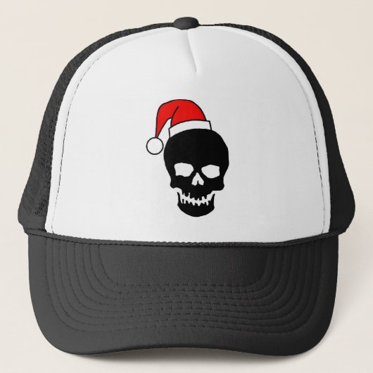 Zwarte kerstman trucker pet (Voorkant)