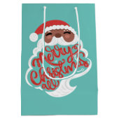 Zwarte Kerstman | Vrolijk kerstfeest Alle, Turquoi Medium Cadeauzakje (Achterkant)