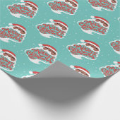 Zwarte Kerstman | Vrolijk kerstfeest | Blauw Cadeaupapier (Hoek)