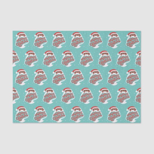 Zwarte Kerstman | Vrolijk kerstfeest | Blauw Tissuepapier (Voorkant)