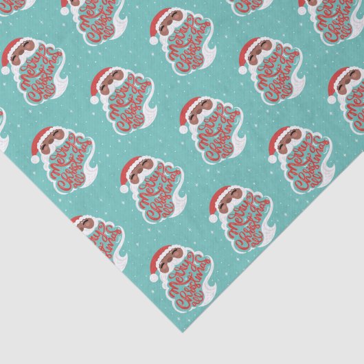 Zwarte Kerstman | Vrolijk kerstfeest | Blauw Tissuepapier (Detail)