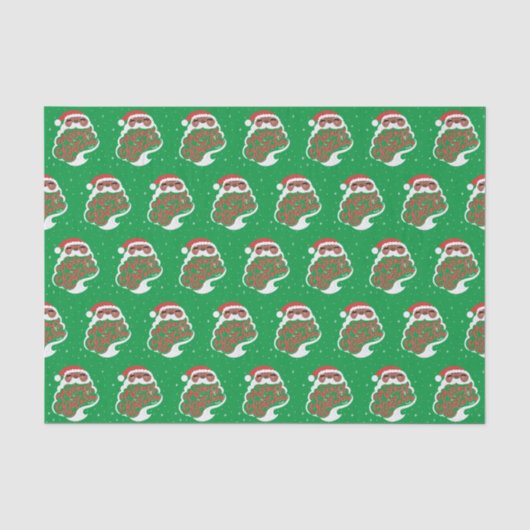 Zwarte Kerstman | Vrolijk kerstfeest | Groen Tissuepapier (Voorkant)