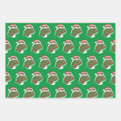 Zwarte Kerstman, vrolijk kerstfeest, roze blauwe g Inpakpapier Vel (Voorkant 3)