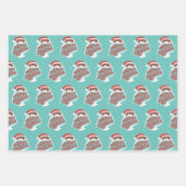 Zwarte Kerstman, vrolijk kerstfeest, roze blauwe g Inpakpapier Vel (Voorkant 2)