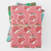 Zwarte Kerstman, vrolijk kerstfeest, roze blauwe g Inpakpapier Vel (In situ)