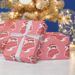 Zwarte Kerstman | Vrolijk kerstfeest | Roze Cadeaupapier<br><div class="desc">Zwarte Kerstman met Sparkles en Vrolijk Kerstfeest Alle letters op roze achtergrond.</div>