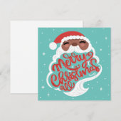 Zwarte Kerstman | Vrolijk kerstfeest | Turquoise B Feestdagenkaart (Voorkant / Achterkant)