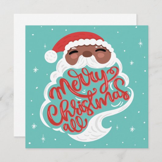 Zwarte Kerstman | Vrolijk kerstfeest | Turquoise B Feestdagenkaart (Voorkant / Achterkant)