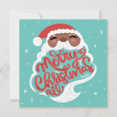 Zwarte Kerstman | Vrolijk kerstfeest | Turquoise B Feestdagenkaart (Voorkant)
