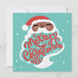 Zwarte Kerstman | Vrolijk kerstfeest | Turquoise B Feestdagenkaart