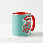 Zwarte Kerstman | Vrolijk kerstfeest | Turquoise B Mok (Voorkant rechts)