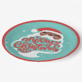 Zwarte Kerstman | Vrolijk kerstfeest | Turquoise B Papieren Bordje (Gekanteld)