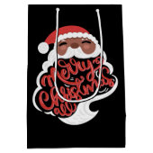 Zwarte Kerstman | Vrolijk kerstfeest, zwart Medium Cadeauzakje (Achterkant)