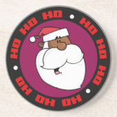 Zwarte kerstman zandsteen onderzetter (Voorkant)