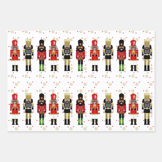 Zwarte kerstmankjes met zwarte Nutkraker Inpakpapier Vel (Voorkant)