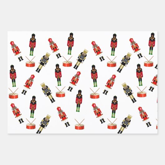 Zwarte kerstmankjes met zwarte Nutkraker Inpakpapier Vel (Voorkant 3)