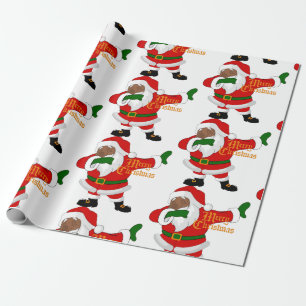 zwarte kerstmanvis cadeaupapier