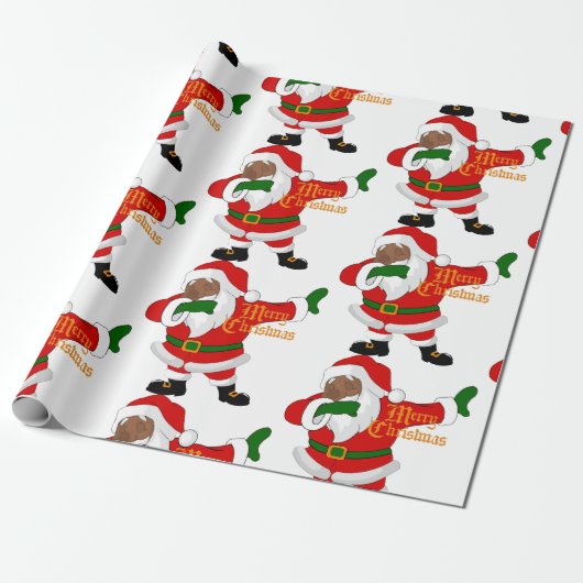 zwarte kerstmanvis cadeaupapier (Uitgerold)