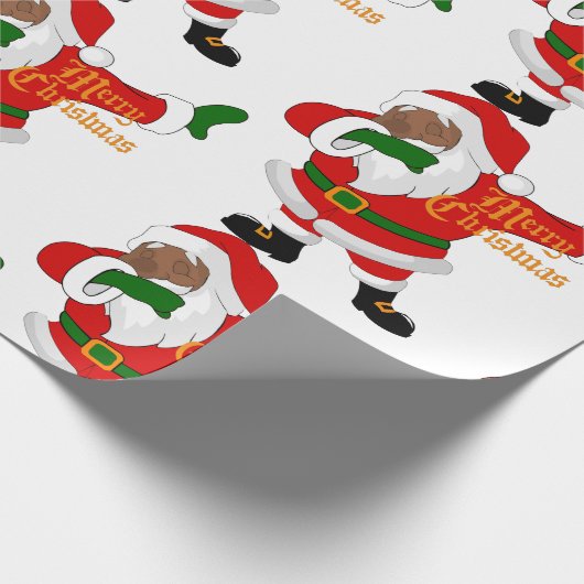 zwarte kerstmanvis cadeaupapier (Hoek)