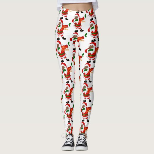 zwarte kerstmanvis leggings (Voorkant)