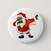 zwarte kerstmanvis ronde button 5,7 cm (Voorkant)